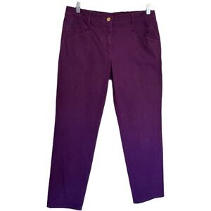 Escada Stretch Denim Straight Leg Pants Jeans Purple Sz 42 12 L Designer